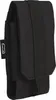 A black tactical pouch with a velcro closure and a brand logo.