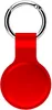 A red silicone protective case for an Apple AirTag with a silver keychain ring, shown against a white background. Produktbild-Vorschau