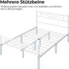A white metal bed frame with highlighted support legs. Produktbild-Vorschau