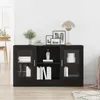 vidaXL Sideboard noir imitation chêne 120 x 30,5 x 70 cm Voir les images du produit 4