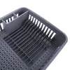 A close-up view of a gray plastic dish rack. Produktbild-Vorschau