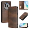 A collage of images showing a brown leather phone case for a Nothing Phone (3a) Pro, with various angles and views. Produktbild-Vorschau