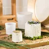 Two cheese forms filled with cheese, placed on a wooden board with herbs and spices. Produktbild-Vorschau