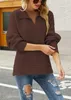 ASKSA Damen Strickpullover Rippstrick Reverskragen Produktbild-Vorschau 2