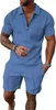 ASKSA Herren Sommer Trainingsanzug Polo Hemd Set Kurzarm Produktbild-Vorschau 1