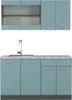 Singleküche Vicco R-Line Blau-Grau 140 cm , AP Marmor, Produktbild-Vorschau 1