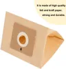 A vacuum cleaner bag with text describing its material and durability. Produktbild-Vorschau