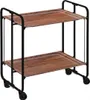 A two-tiered serving cart with wooden trays and a black metal frame, shown against a white background. Voir les images du produit