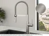 A modern kitchen faucet with a flexible spout and pull-out spray head, shown in a kitchen setting with a sink and countertop. Anteprima dell’immagine prodotto