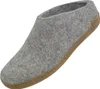 A single grey felt slipper with a brown sole is shown against a white background. Produktbild-Vorschau