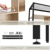 Close-up of a shelf unit with details on cleaning, construction, and assembly hardware. Produktbild-Vorschau