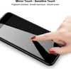 A hand touching a smartphone screen, with text describing features. Produktbild-Vorschau