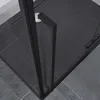A close-up view of a black framed shower door handle and part of the shower enclosure. Produktbild-Vorschau