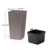 A tall, textured planter and a separate black insert are shown against a white background, with dimensions indicated by lines and text. Náhľad obrázku produktu