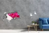 Selbstklebender Loch-3D-Aufkleber 95x73 cm rosa Tulpen Produktbild-Vorschau 2