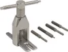 A metal tool set for removing gears from a motor, with four interchangeable tips. Produktbild-Vorschau