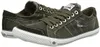 A pair of green canvas sneakers with white soles and laces. Voir les images du produit