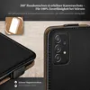 A close-up view of a black flip case for a smartphone, showing its camera module and magnetic closure. Produktbild-Vorschau