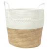 vidaXL Cestino portaoggetti marrone e bianco Ø43x38 cm Anteprima dell’immagine prodotto 1