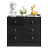A black dresser with decorative items on top, set against a white background. Produktbild-Vorschau