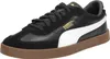 A single black Puma sneaker with a white stripe and a brown sole, shown from a side-diagonal angle. Voir les images du produit