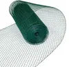 A roll of green hexagonal wire mesh, also known as chicken wire or aviary wire, is partially unrolled on a white background. Produktbild-Vorschau