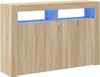 A front view of a wooden sideboard with blue LED lighting. Voir les images du produit