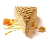 A slice of honey cake with walnuts and drizzled honey, presented with a piece of honeycomb and a walnut. Anteprima dell’immagine prodotto