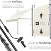 A diagram illustrating the features and assembly of a retractable awning. Náhled obrázku produktu