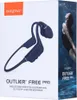 The image shows the retail packaging of Creative Outlier Free Pro bone conduction headphones. The packaging features a product image and a lifestyle image of a person swimming. Produktbild-Vorschau