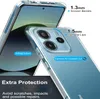 A clear phone case is shown with callouts highlighting its protective features. Podgląd zdjęcia produktu
