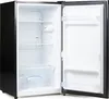 An open, empty black refrigerator with clear shelves and drawers. Náhled obrázku produktu