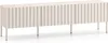A light beige TV lowboard with fluted fronts and thin metal legs, presented on a white background. Produktbild-Vorschau