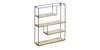 A rectangular wall shelf with four wooden shelves and a black metal frame, presented against a white background. Produktbild-Vorschau