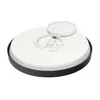 The underside of a round LED ceiling light with a black outer ring and a white inner component, showing mounting details. Voir les images du produit