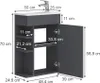 A diagram of a bathroom vanity set with dimensions indicated. Podgląd zdjęcia produktu