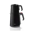 A black electric Turkish tea maker is shown against a white background. Produktbild-Vorschau