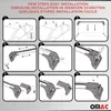 A grid of 9 images showing steps for installing roof racks on a car. Voir les images du produit