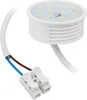 A close-up view of a white LED light module with visible LED lights and connecting wires with a white connector block. Produktbild-Vorschau