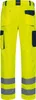 A pair of yellow work pants with navy blue accents and reflective gray stripes. Produktbild-Vorschau