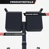Close-up view of the padded support and handles of a hyperextension machine. Produktbild-Vorschau