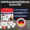A container of coffee machine cleaning tablets with text and graphics highlighting product features and origin. Produktbild-Vorschau