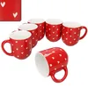 6er Set Love Kaffeebecher Porzellan rot weiße Herzen 300ml Produktbild-Vorschau 2
