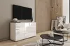 A modern living room with a TV on a white high-gloss dresser, coffee tables, and decorative items. Náhľad obrázku produktu