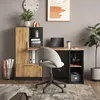 A home office setup with a desk, chair, and storage unit. Produktbild-Vorschau
