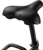 A close-up view of a black bicycle seat and seat post against a white background. Produktbild-Vorschau
