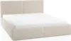 A beige upholstered bed with a white mattress. Produktbild-Vorschau