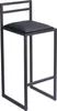 A black bar stool with a metal frame and a padded seat is shown against a white background. Voir les images du produit