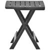 A dark gray foldable garden table with a slatted top and X-shaped legs, shown against a white background. Produktbild-Vorschau