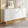 A modern white sideboard with a fluted wood base, displayed in a well-lit room with subtle shadows. Náhľad obrázku produktu